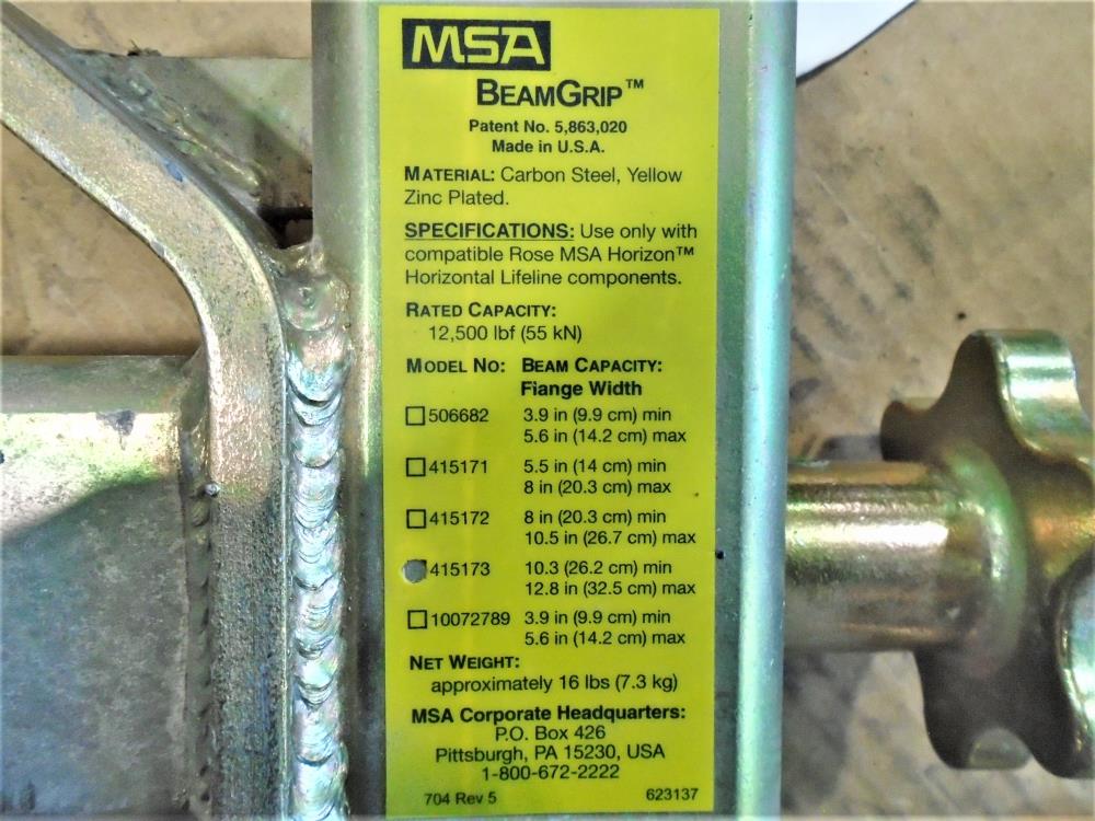 MSA Beam Grip 415173 with D-Plate SS Anchorage Connector 506633
